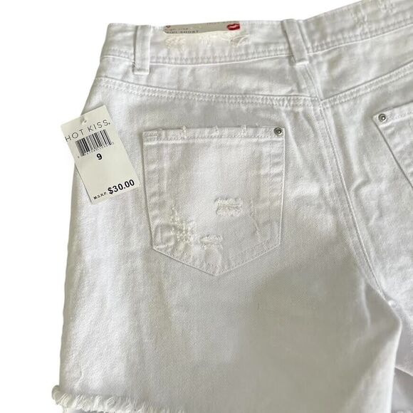 Hot Kiss Jean Shorts Women's Jr Sz 9 White Jorts Mid Rise Distressed Mid… - Picture 8 of 14